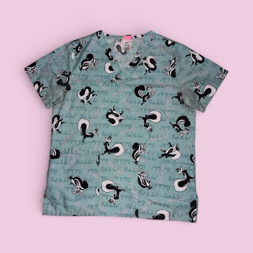 Skunk Print Scrub Top
